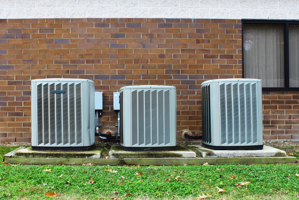 3 different ac units outside building | air conditioning systems phoenix az scottsdale az 