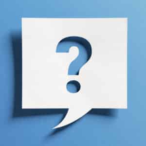 A question mark symbol in a minimalist design, with an icon cutout paper against a blue background, asking: What are the components of an HVAC system?