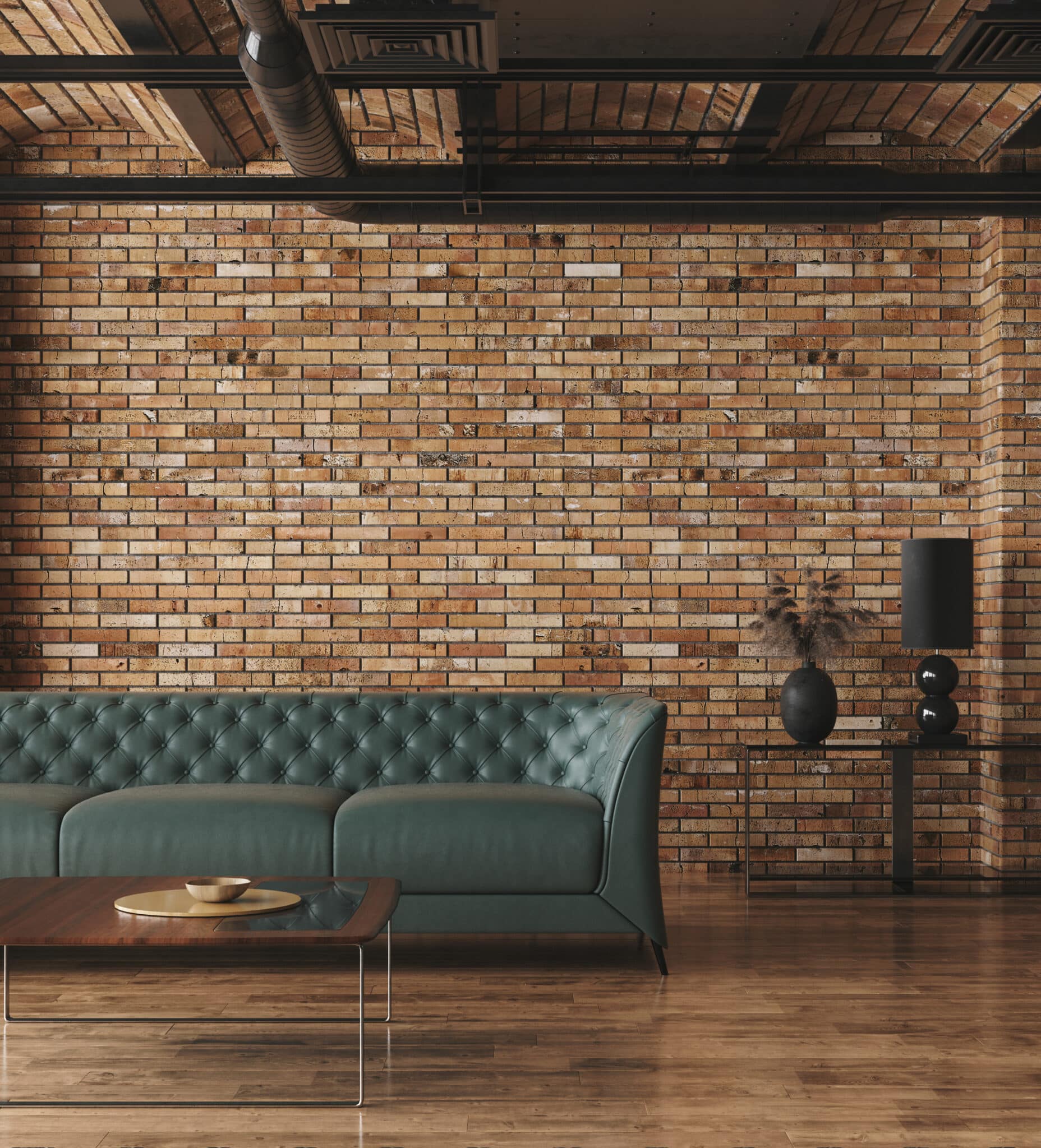 HVAC considerations for a living room loft in industrial style, featuring adobe and rammed earth homes.