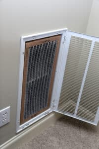 Dirty Air filter for home central air conditioning system, AC Repairs.