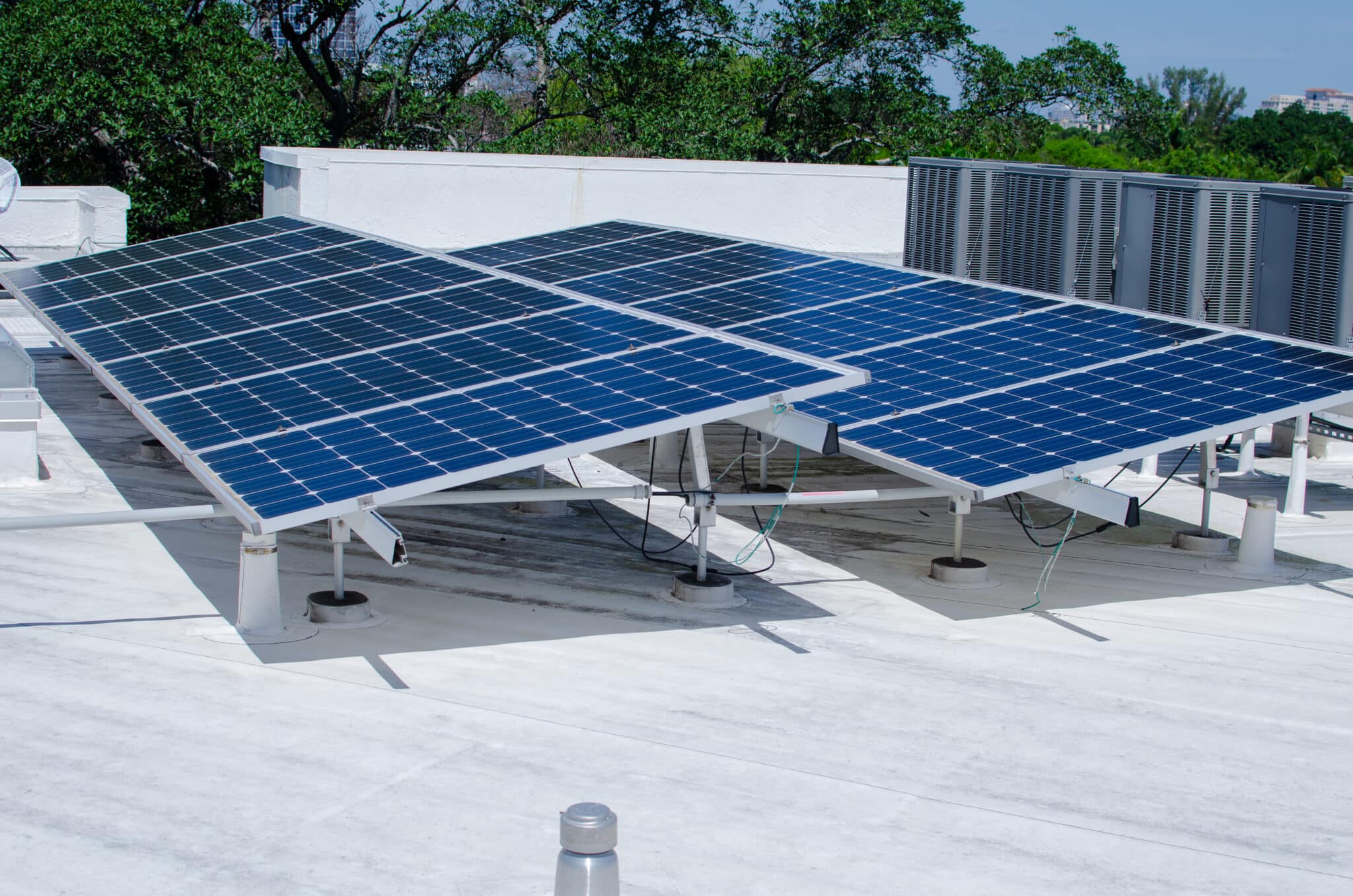 Solar panel on a roof, Heating.