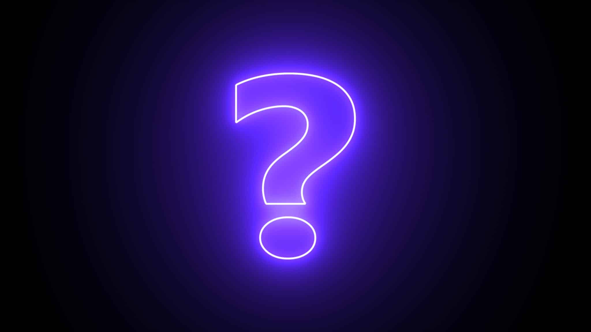 Question mark sign, Ultraviolet Lights.