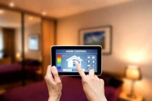 Remote home control system on a tablet, Programmable Thermostat.