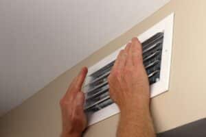 Check home air conditioning and heating HVAC vent, AC.